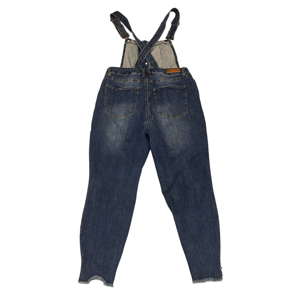 Dollhouse Juniors Size 16 Button-Front Skinny Denim Overalls Step Hem - Picture 5 of 10